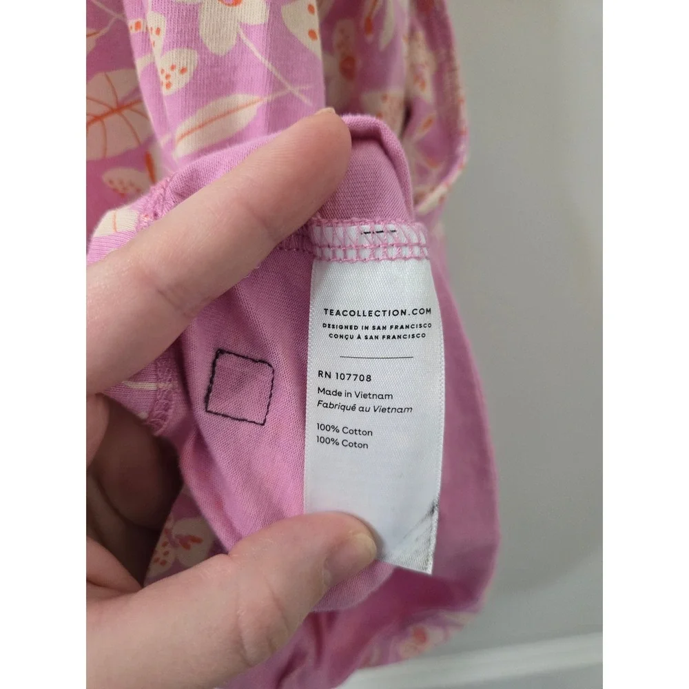 Tea Collection Girls Pink Orchid Floral Cotton Jersey Romper Size 16